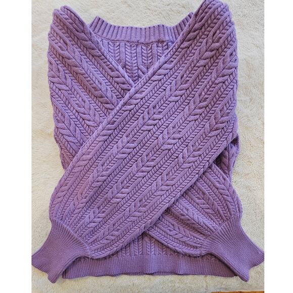 Fate Cable Knit Sweater, Puff Sleeve Wool Blend Womens Sz L, NEW - Picture 5 of 7